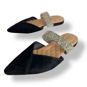 Birdies The Swan Black Suede Pointed Toe Mules - Size 8.5